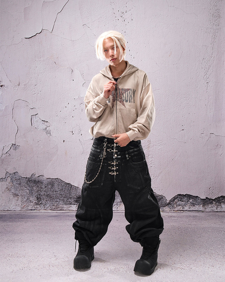 Vintage Star Graphic Zip Hoodie - Image 3