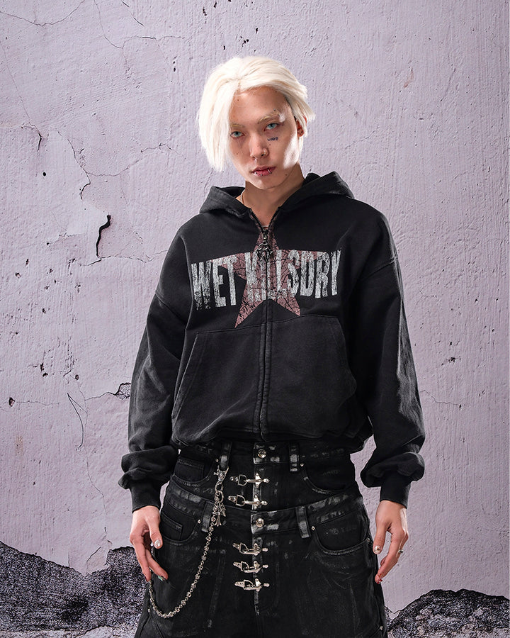 Vintage Star Graphic Zip Hoodie - Image 5