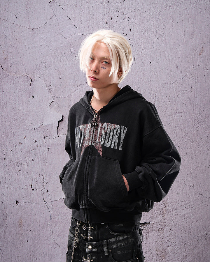 Vintage Star Graphic Zip Hoodie - Image 6
