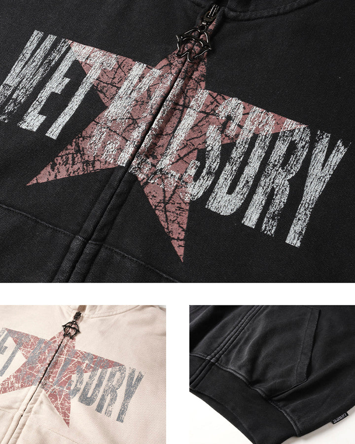 Vintage Star Graphic Zip Hoodie - Image 8
