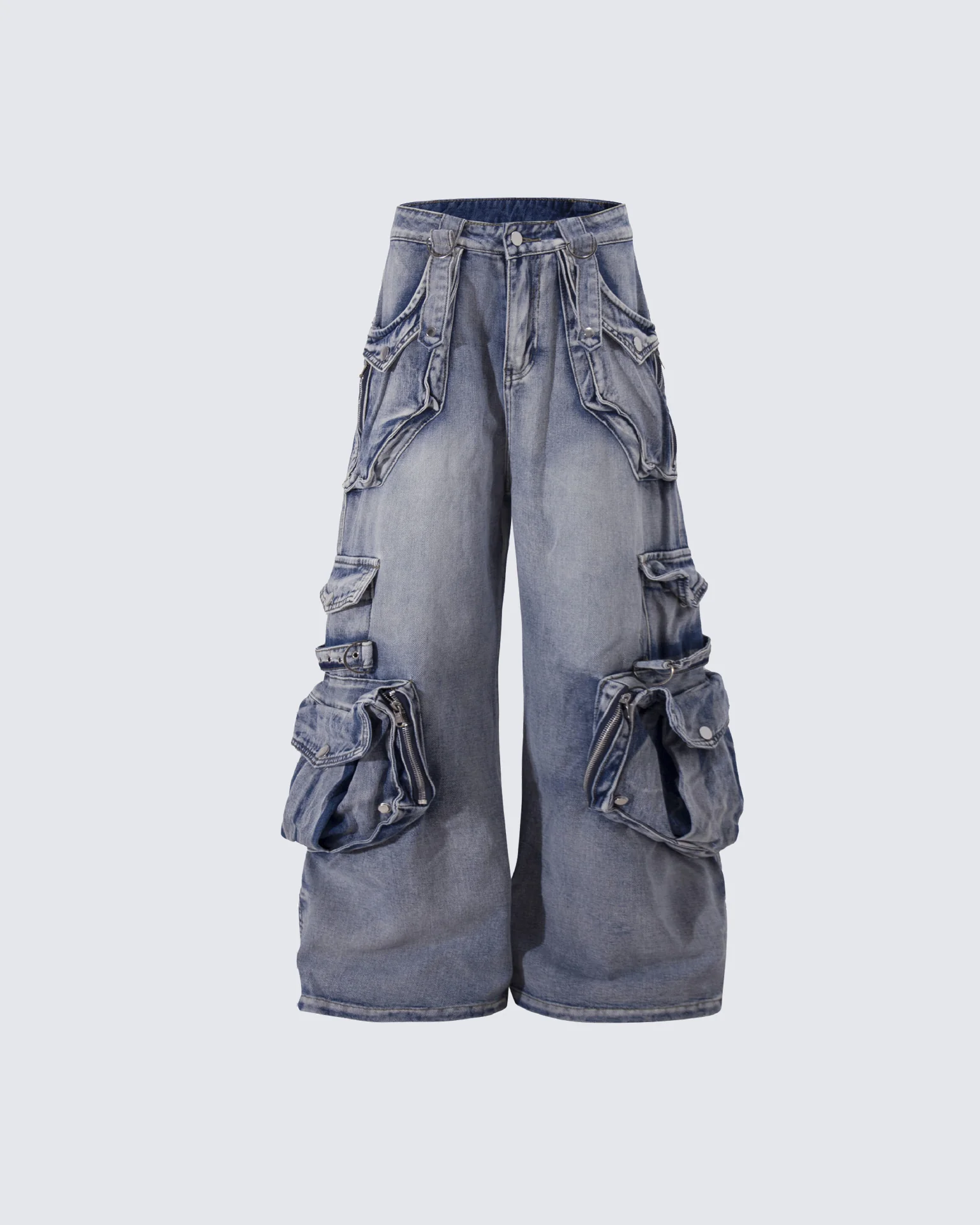 Vintage Streetwear Cargo Flared Jeans - Image 8