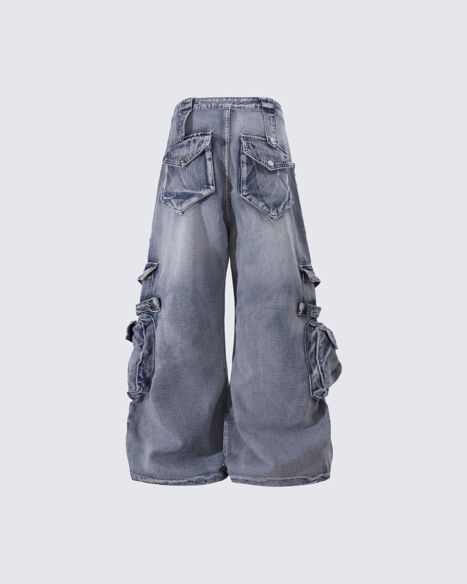 Vintage Streetwear Cargo Flared Jeans - Image 9