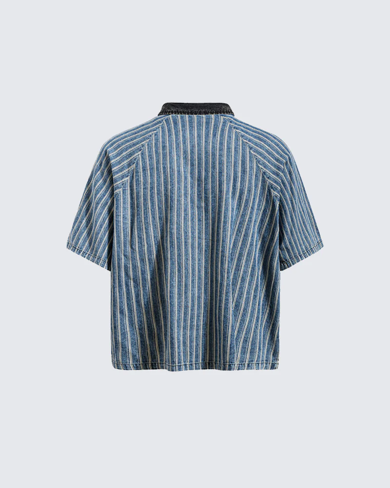 Vintage Striped Polo Shirt - Image 3