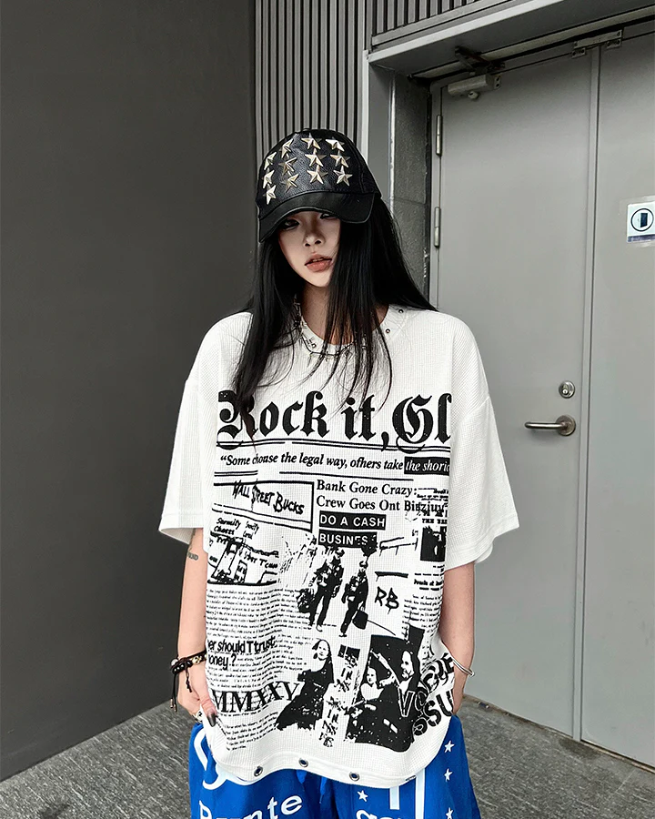 Vintage Studded Graphic T-Shirt New - Image 5