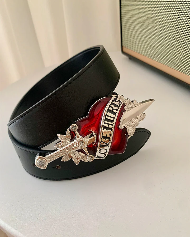 Vintage Sword Heart Buckle Belt - Image 2
