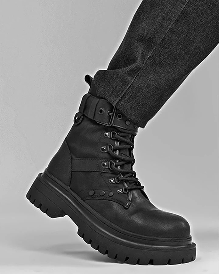 Vintage Thick-Sole Motorcycle Martin Boots - Image 3