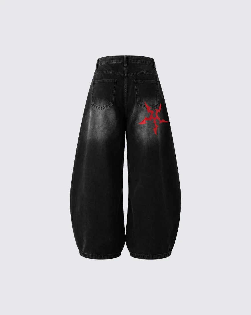 Vintage Totem Embroidered Curved-Leg Jeans New - Image 5