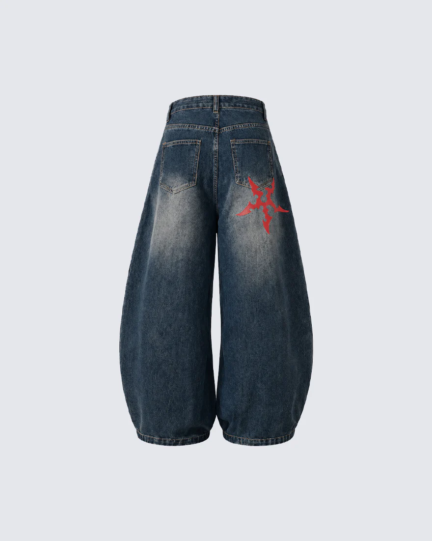Vintage Totem Embroidered Curved-Leg Jeans New - Image 8