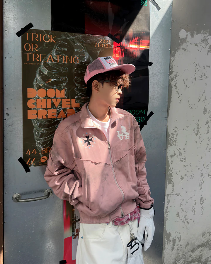 Vintage Wash Embroidered Zip Sweatshirt Jacket - Image 4