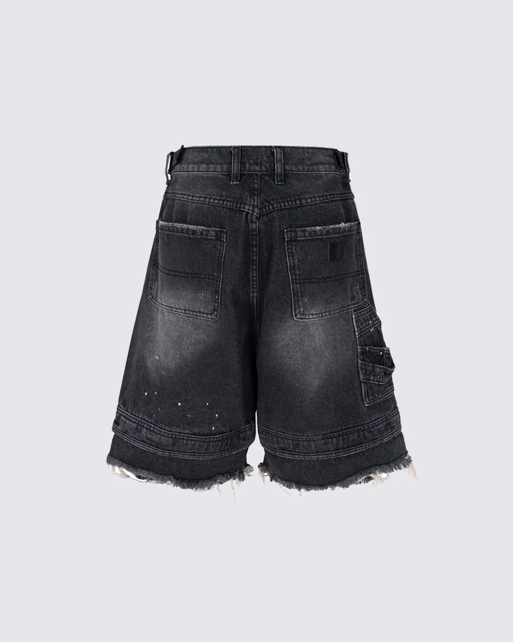 Vintage Washed Cargo Five-Length Denim Shorts - Image 7