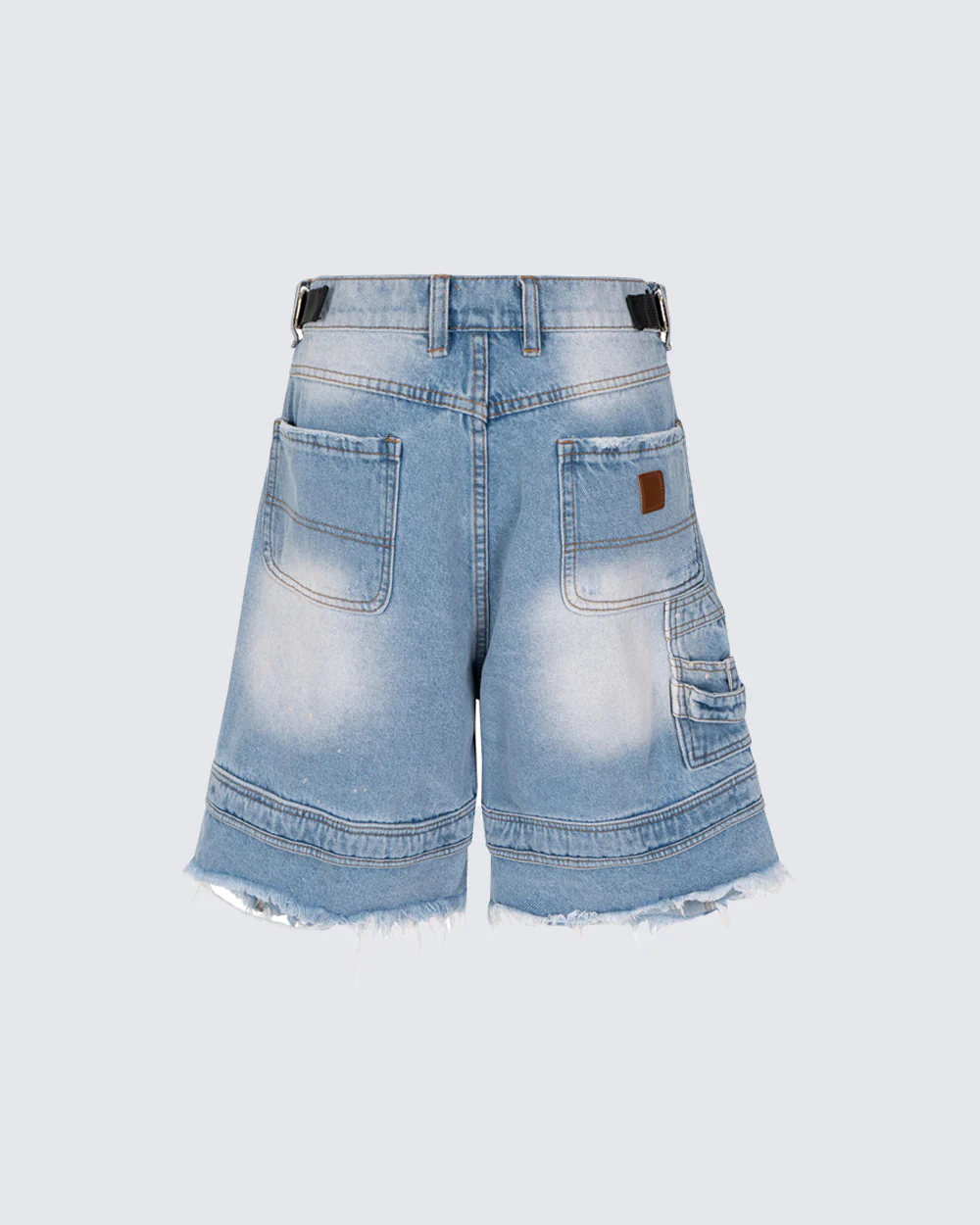 Vintage Washed Cargo Five-Length Denim Shorts - Image 8