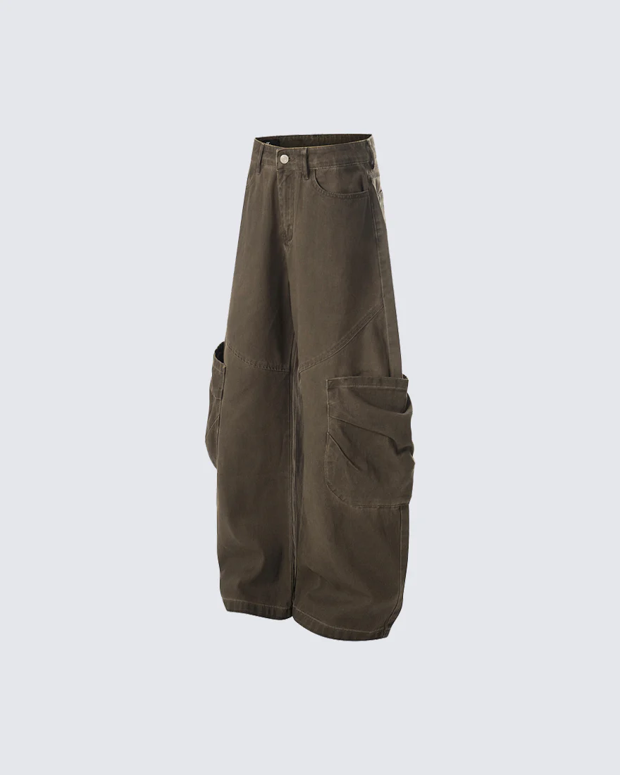 Vintage Washed Cargo Wide-Leg Scimitar Pants - Image 4