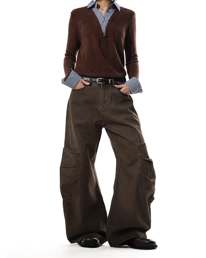 Vintage Washed Cargo Wide-Leg Scimitar Pants - Image 9
