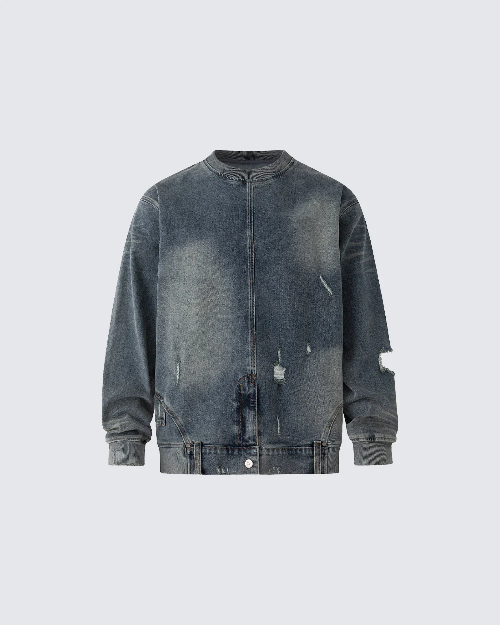 Vintage Washed Denim Bomber Jacket - Image 4