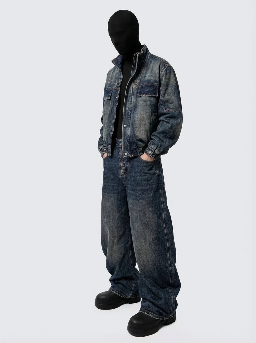 Vintage Washed Denim Zip-Up Jacket - Image 2