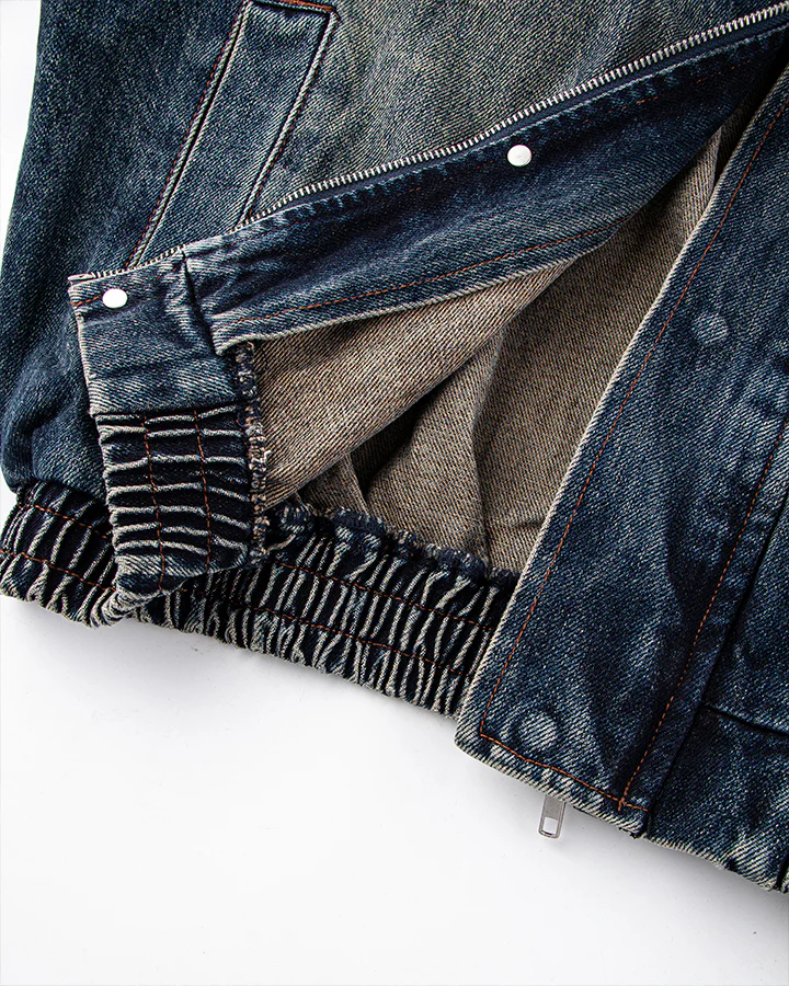Vintage Washed Denim Zip-Up Jacket - Image 7