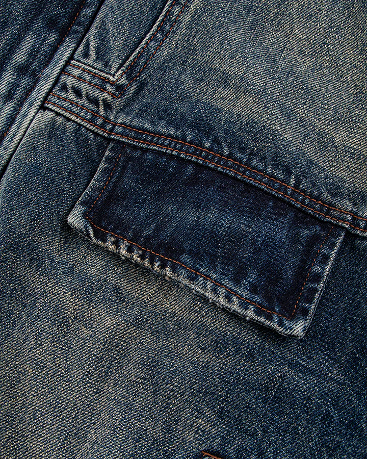 Vintage Washed Denim Zip-Up Jacket - Image 9