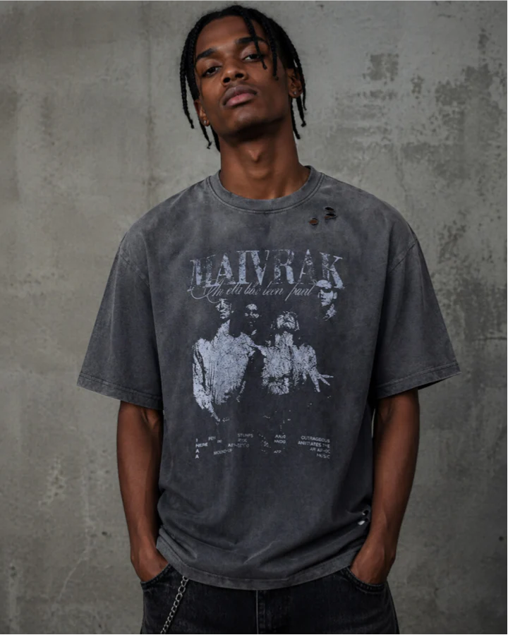 Vintage Washed Distressed Portrait Graphic Tee - Image 2