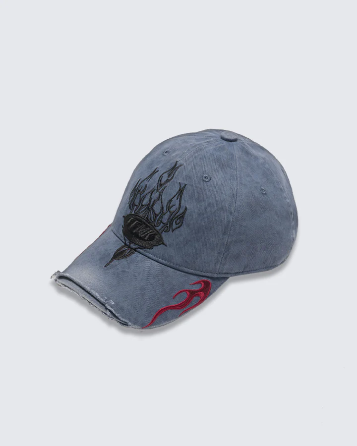Vintage Washed Flame Embroidery Cap - Image 2