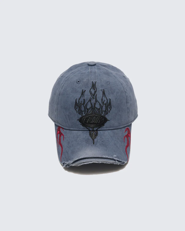 Vintage Washed Flame Embroidery Cap - Image 3