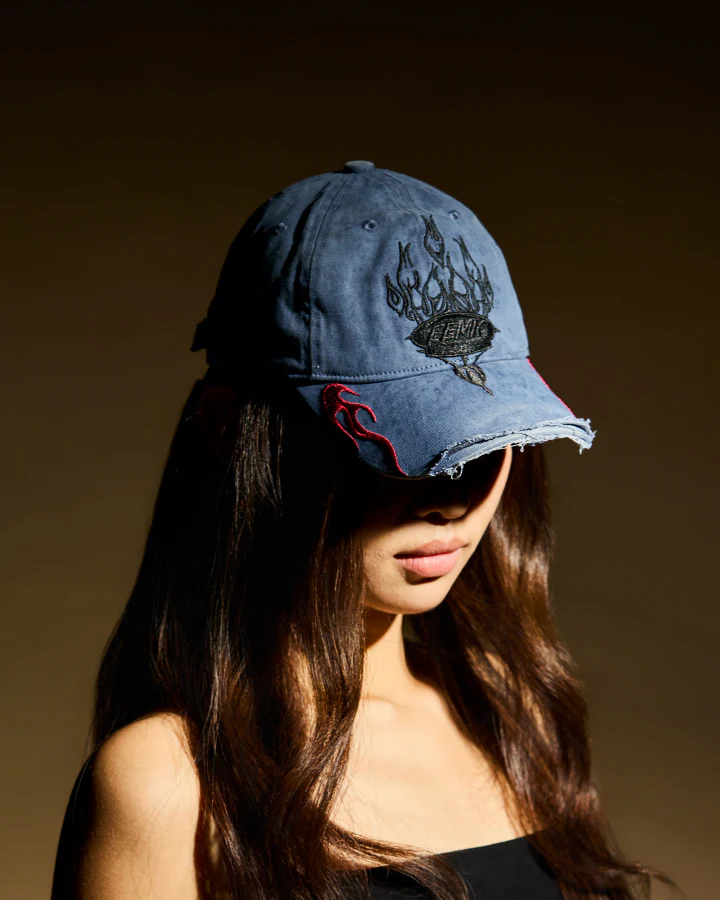 Vintage Washed Flame Embroidery Cap - Image 5