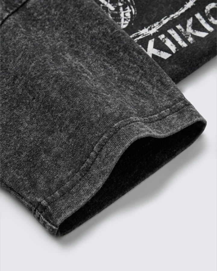 Vintage Washed Flame Graphic Street T-Shirt - Image 5