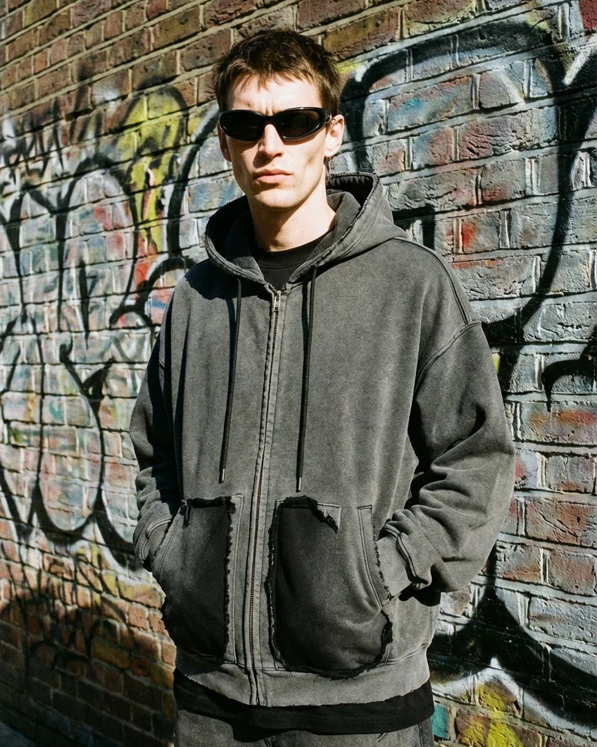 Vintage Washed Fleece Zip Hoodie - Image 4