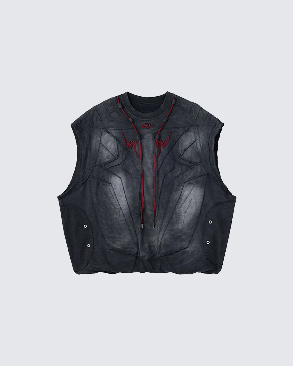 Vintage Washed Gothic Armor Style Sleeveless Vest - Image 3