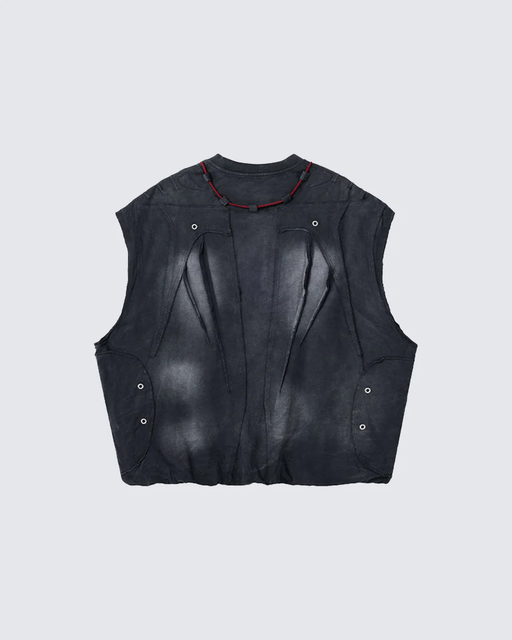 Vintage Washed Gothic Armor Style Sleeveless Vest - Image 4