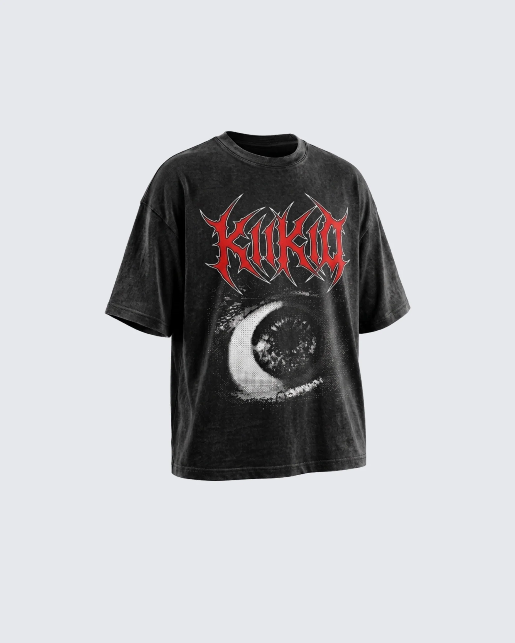 Vintage Washed Gothic Eye Graphic Oversized T-Shirt - Image 2