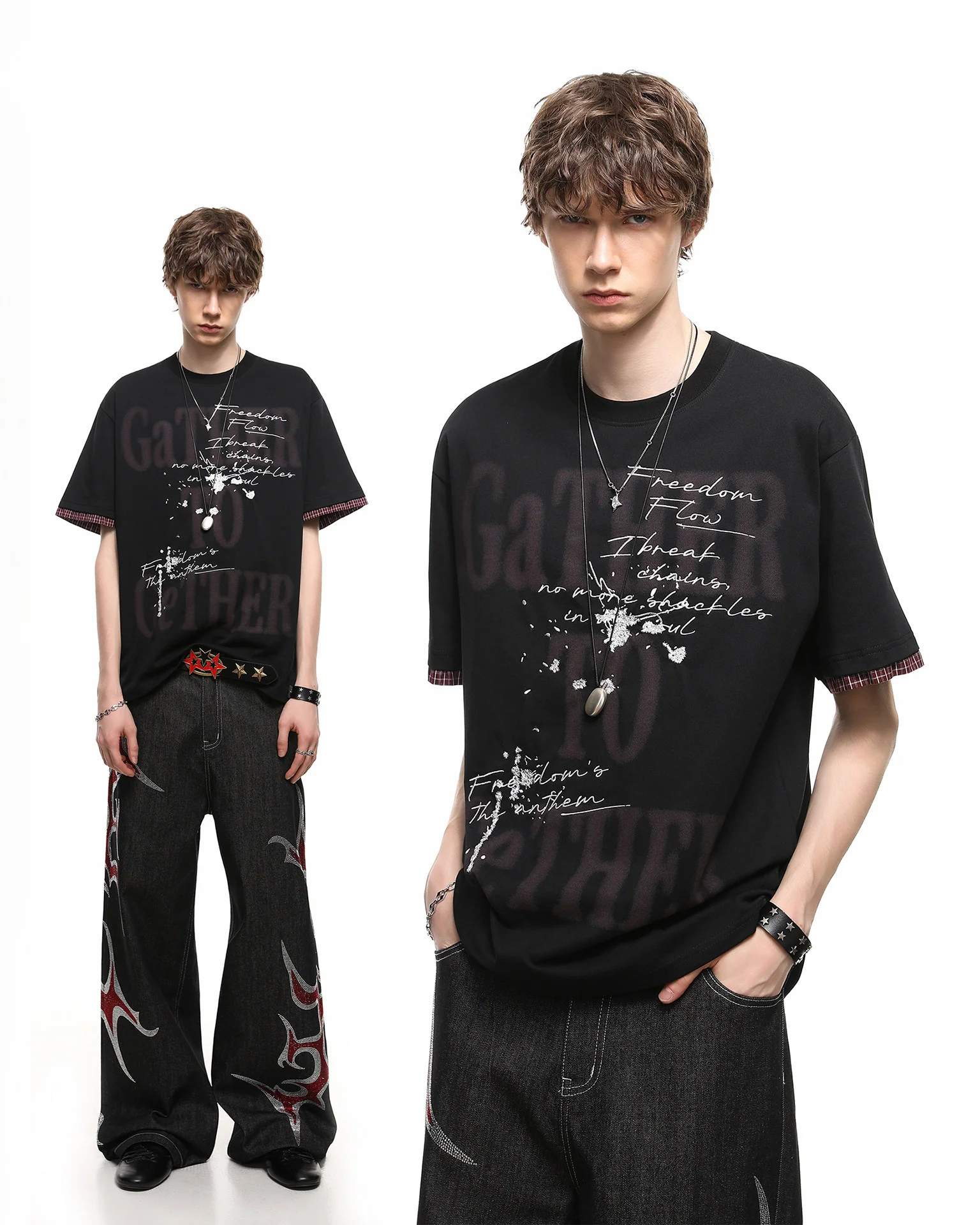Vintage Washed Letter Print T-Shirt - Image 2