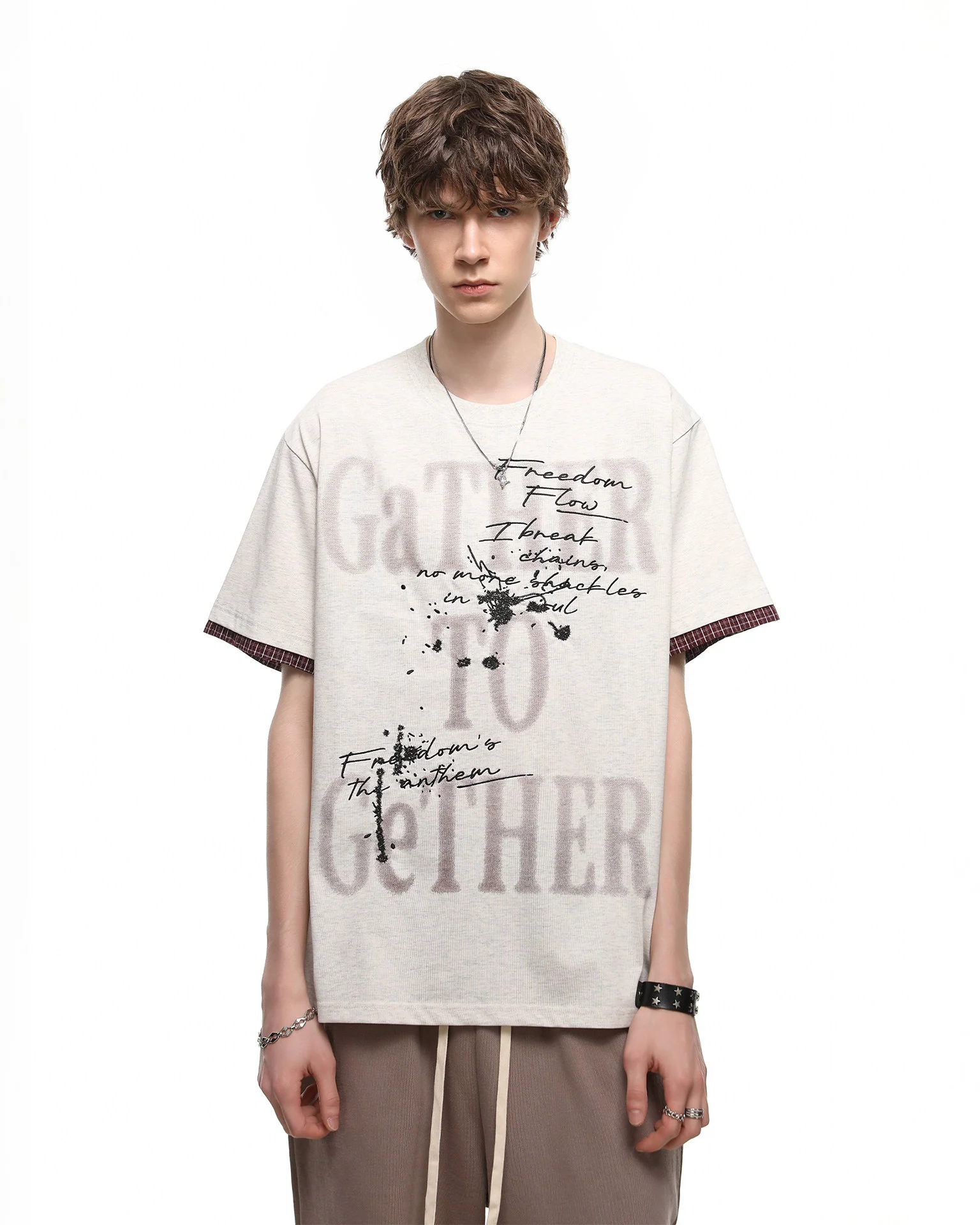 Vintage Washed Letter Print T-Shirt - Image 3