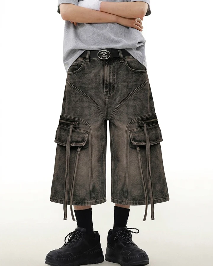 Vintage Washed New Cargo Cropped Pants - Image 2