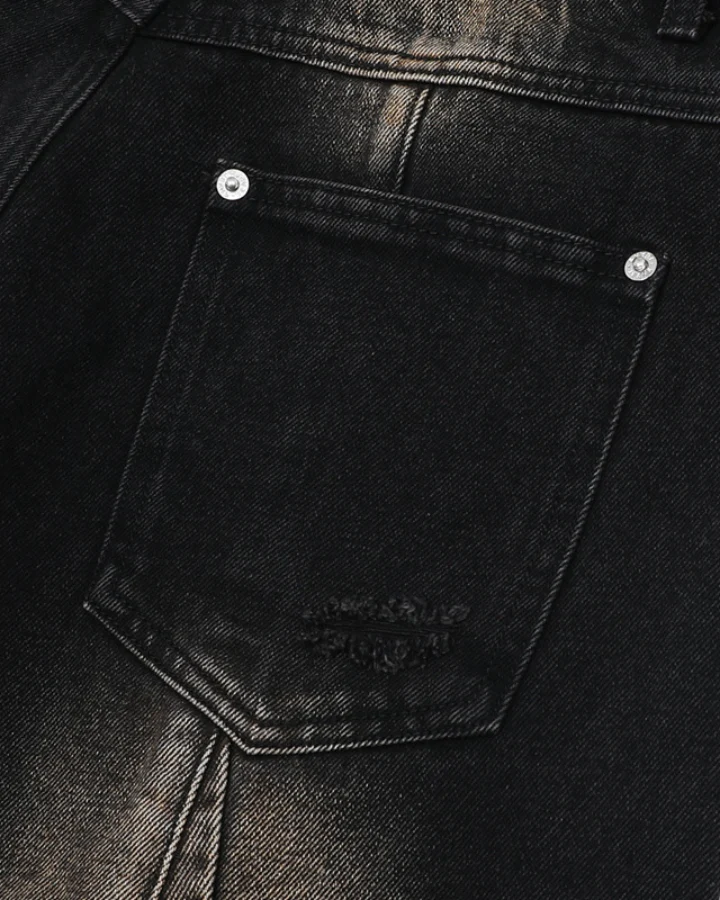 Vintage Washed Panel Stitch Denim Shorts - Image 6