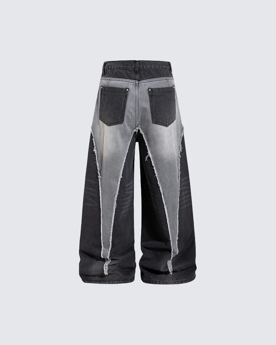 Vintage Washed Patchwork Denim Pants - Image 5