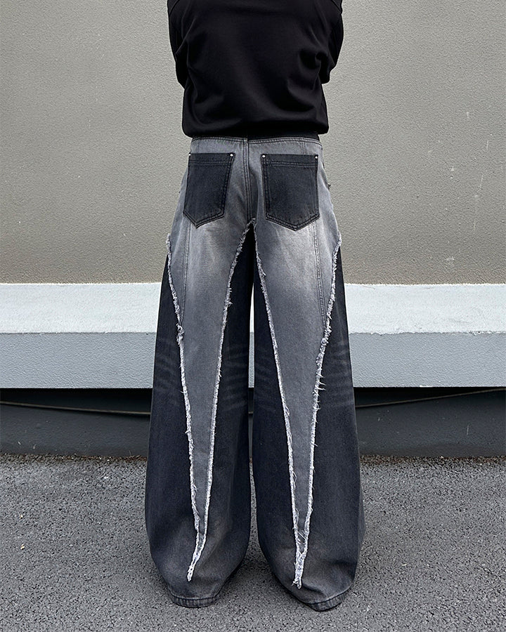 Vintage Washed Patchwork Denim Pants - Image 6