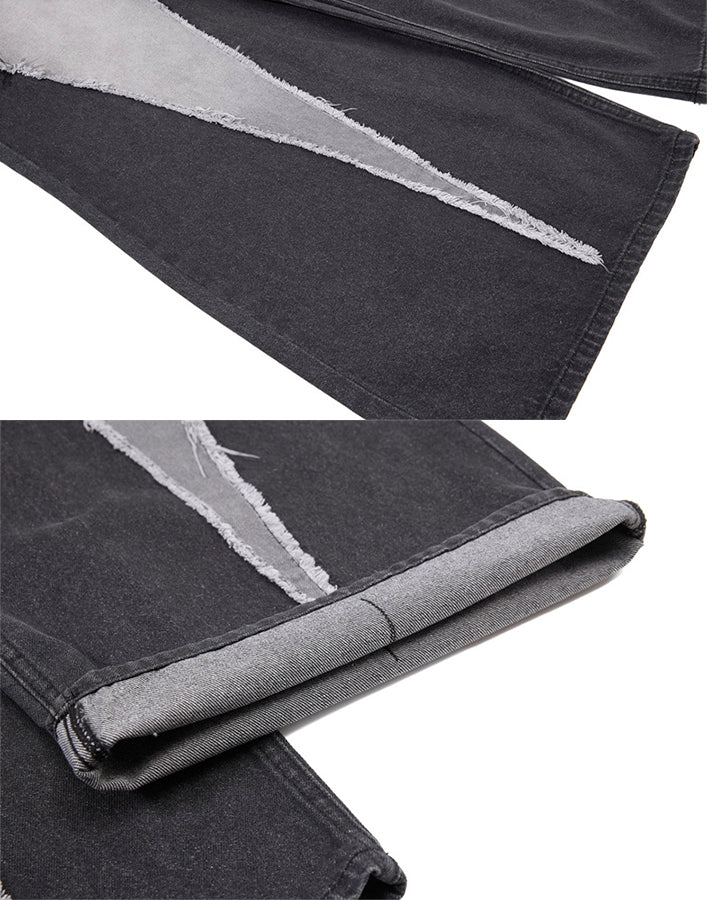 Vintage Washed Patchwork Denim Pants - Image 9
