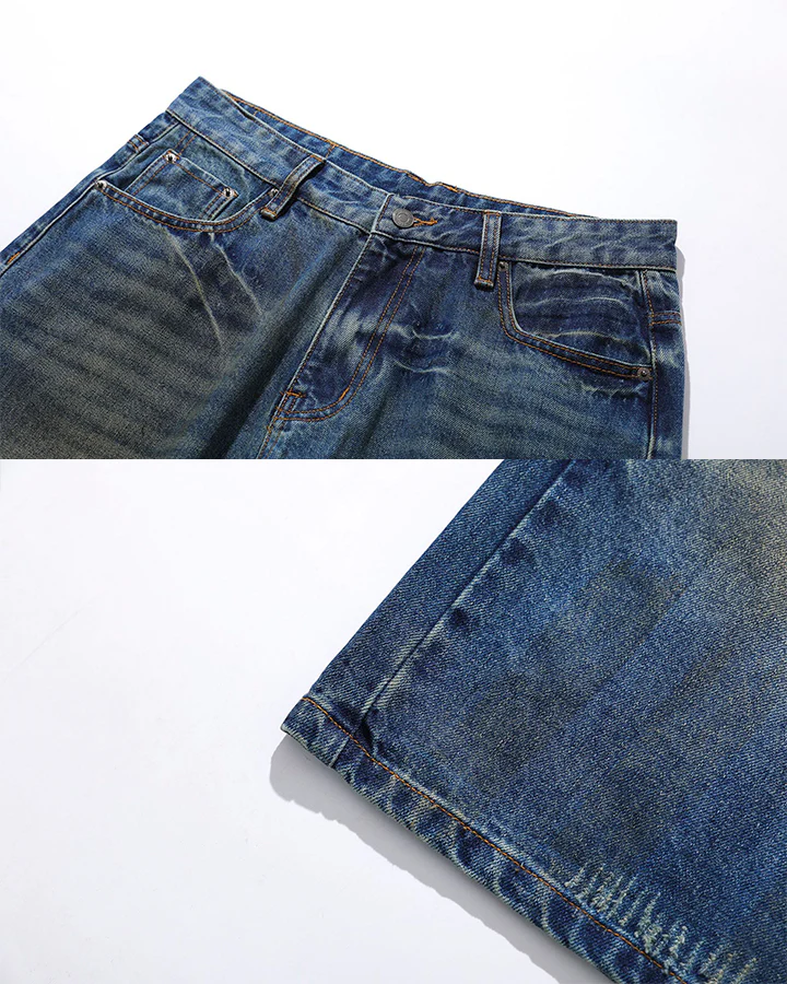Vintage Washed Pleated Cat’s Whisker Denim Pants - Image 10
