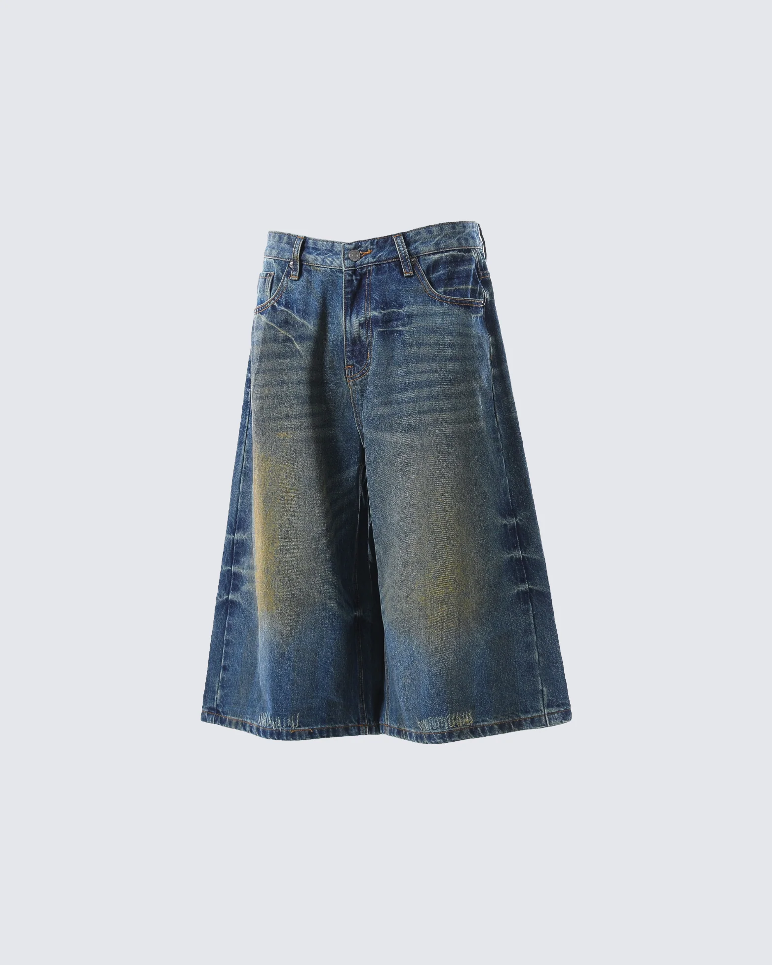 Vintage Washed Pleated Cat’s Whisker Denim Pants - Image 3
