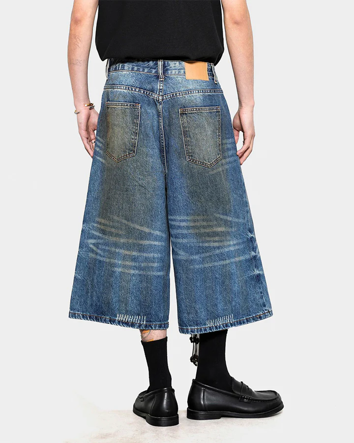 Vintage Washed Pleated Cat’s Whisker Denim Pants - Image 7