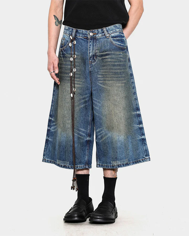 Vintage Washed Pleated Cat’s Whisker Denim Pants - Image 8