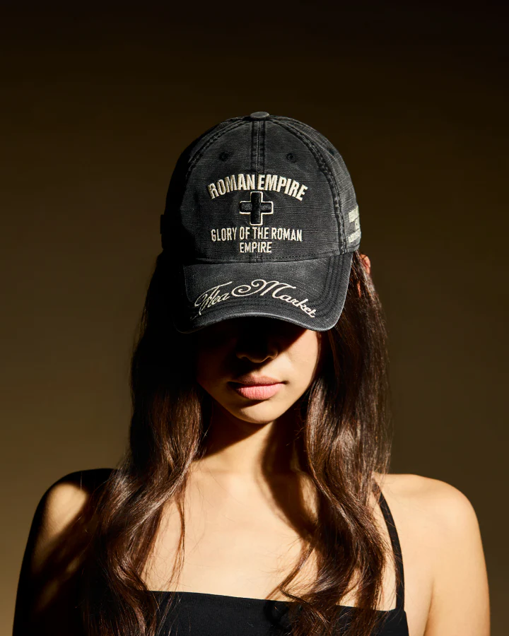 Vintage Washed Roman Letter Embroidery Baseball Cap - Image 4