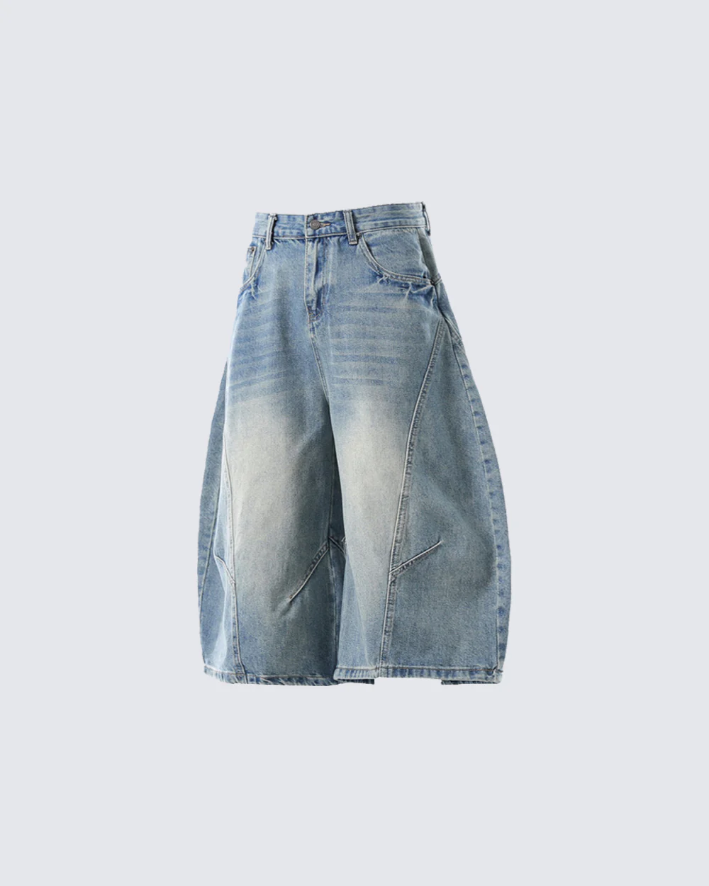 Vintage Washed Seven-Length Denim Pants - Image 11