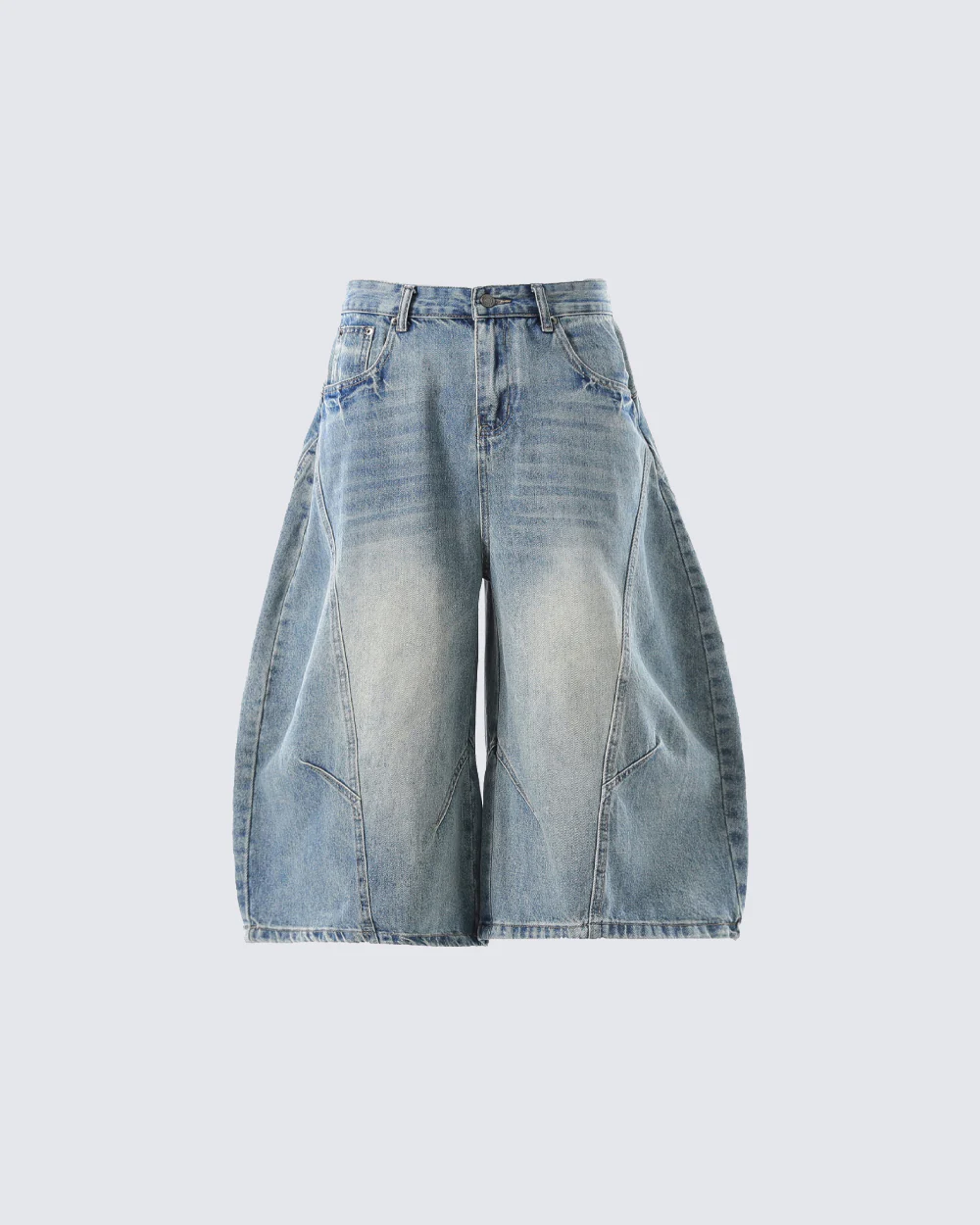 Vintage Washed Seven-Length Denim Pants - Image 3