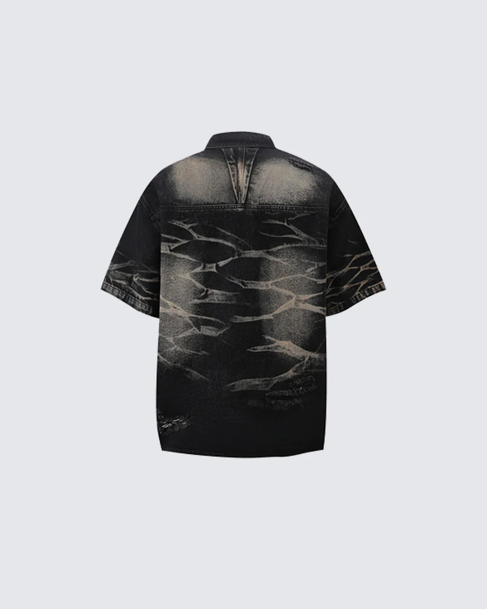 Vintage Washed Shadow Print Short Sleeve Shirt - Image 3