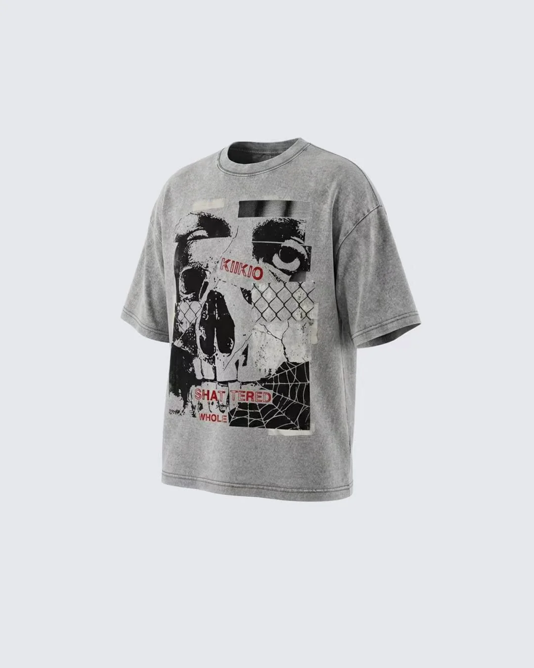 Vintage Washed Skull Graphic Oversized T-Shirt - Image 2