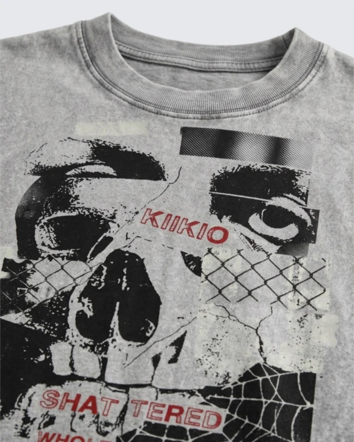 Vintage Washed Skull Graphic Oversized T-Shirt - Image 4