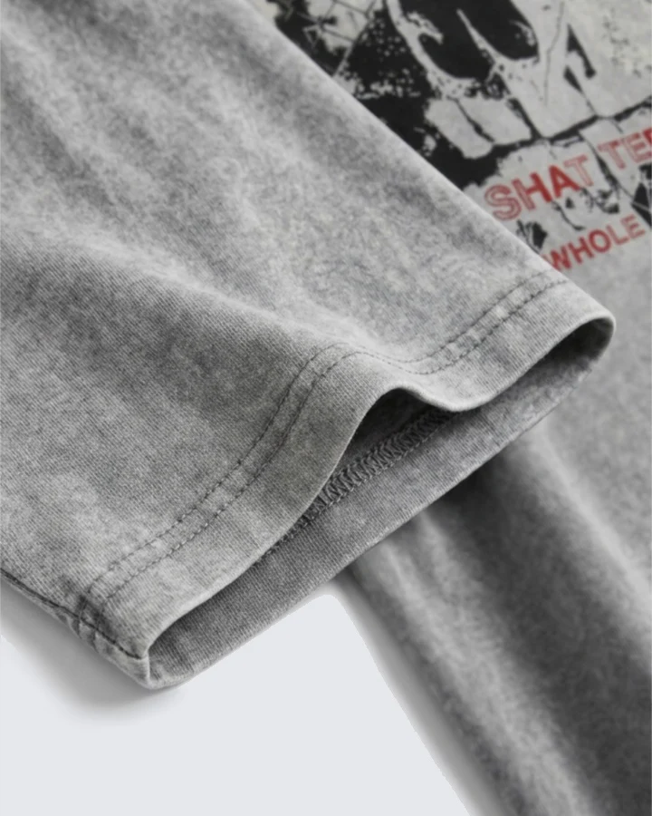 Vintage Washed Skull Graphic Oversized T-Shirt - Image 5