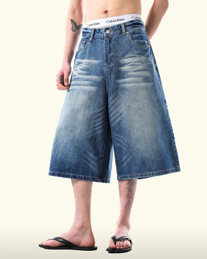 Vintage Washed Split Hem 7/10 Denim Pants - Image 11