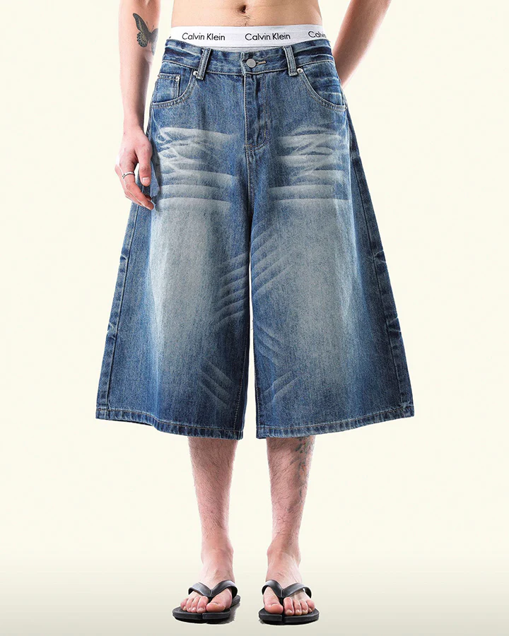 Vintage Washed Split Hem 7/10 Denim Pants - Image 4